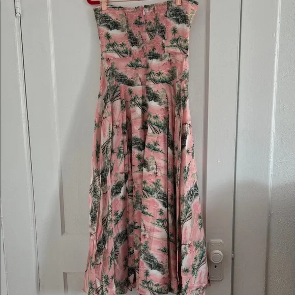 Cara Cara Strapless Maidstone Pink and Green Dress - Picture 4 of 6